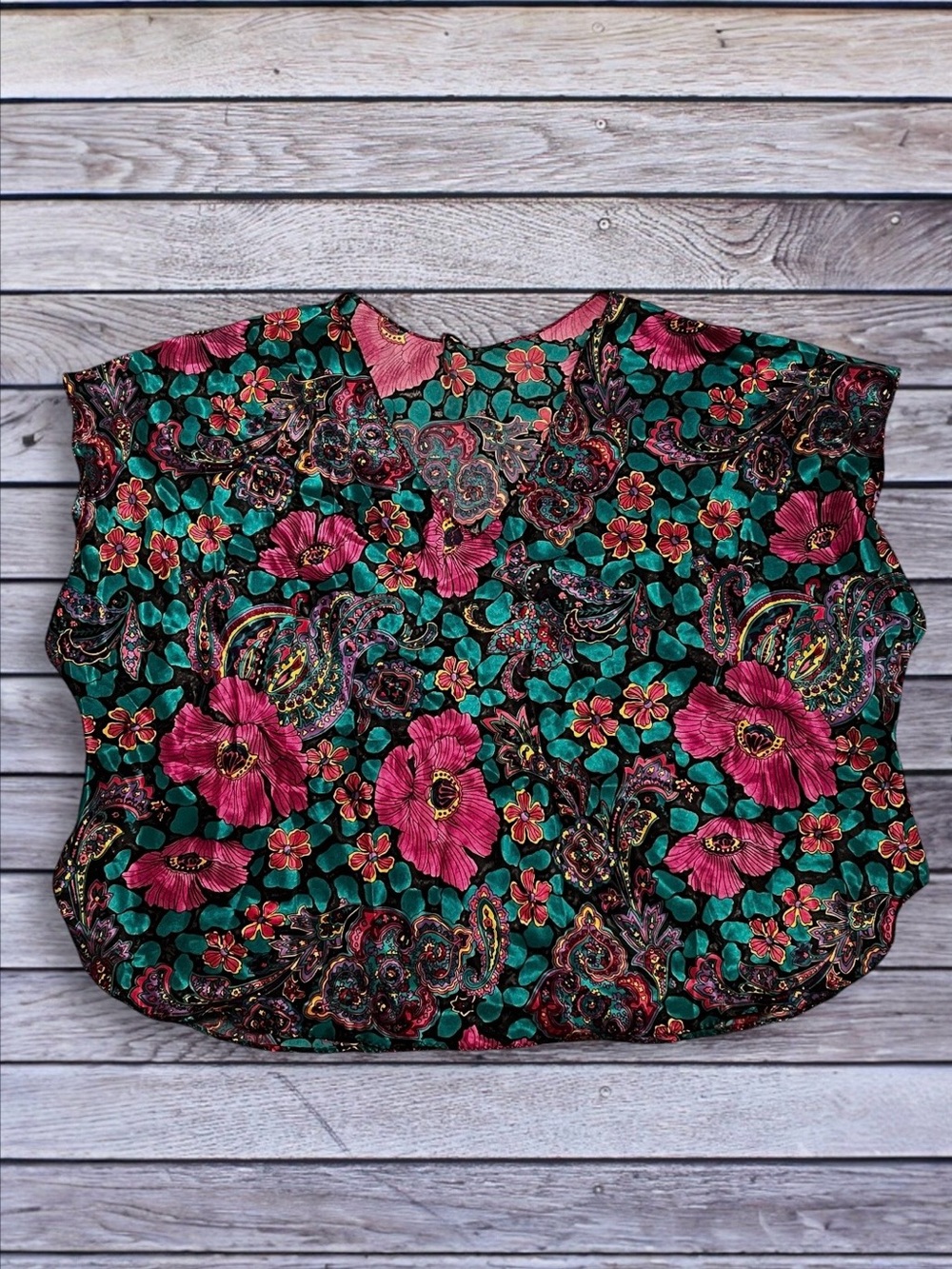 Vintage Intimate Pleasures Floral Print Short Sleeve Women's Top 22/24